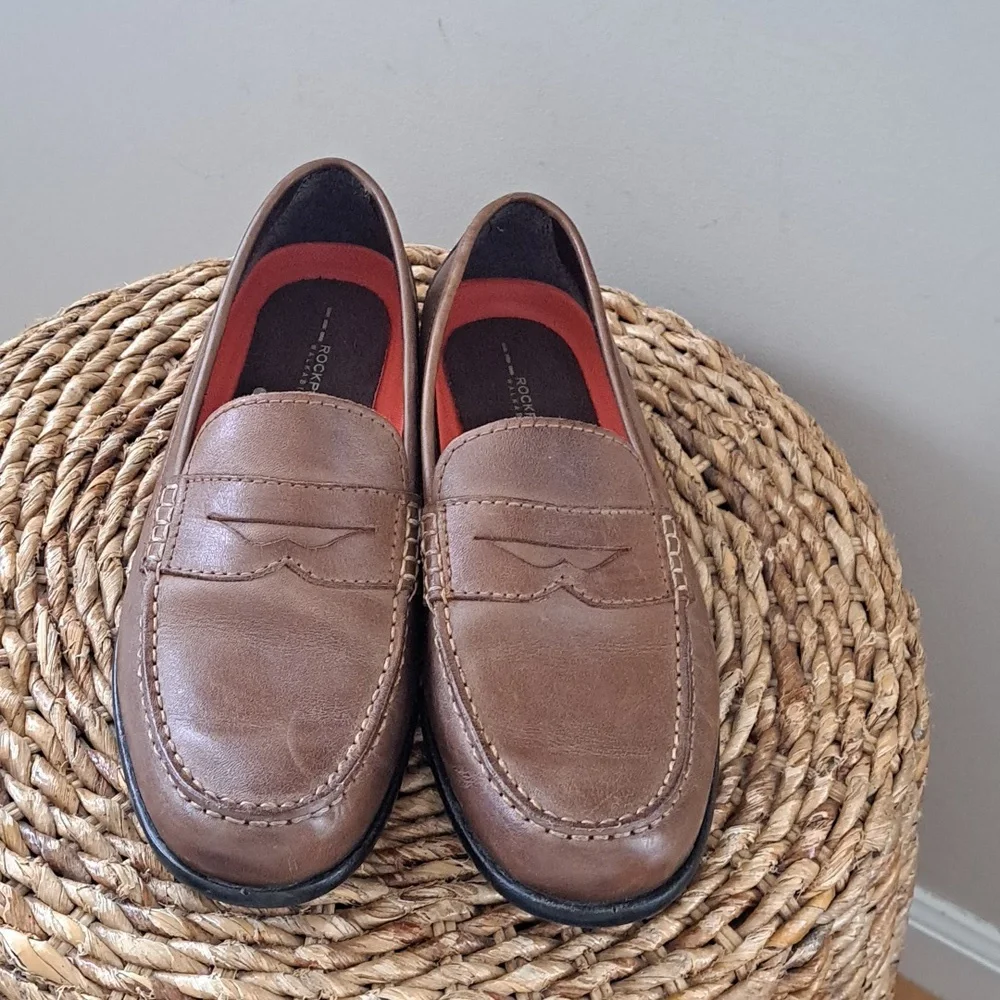 Rockport Mens Classic Comfort Brown Leather Penny Loafers‎ Padded Sz. 10